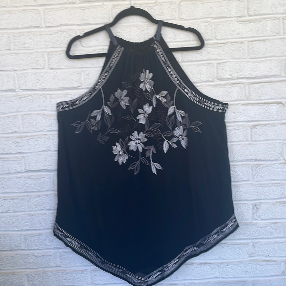 Alfani Embroidered Handkerchief Hemline Halter Top